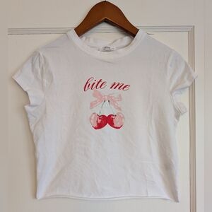 Ardene White Tee with Cherry Graphic